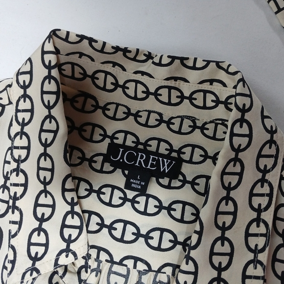 J. Crew Ameila Popover Shirt-Dress In Vintage Links Print. Size Ladies L - Picture 8 of 13